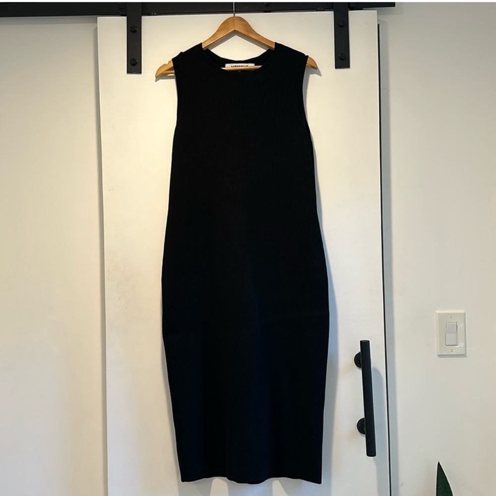 Henning Black Rib Knit Dress